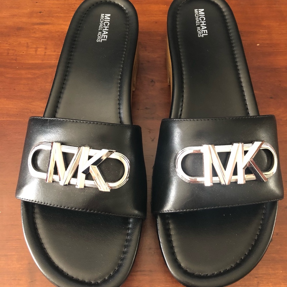 Michael Kors Black Clogs with Silver Logo
